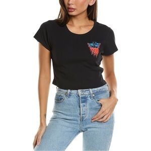 New Boys‎ Lie Don't Ask Cropped Ribbed Black T-Shirt Size Large